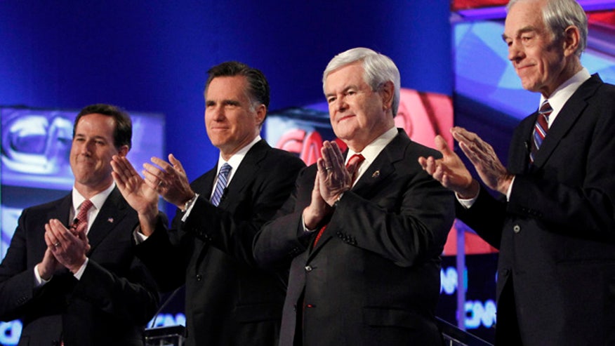 Republicans Debate Romney Gingrich Paul Santorum